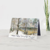 冬の橋の水色 カード (正面)