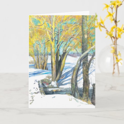 冬の橋 カード (黄色い花)