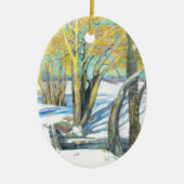 冬の橋 セラミックオーナメント (正面)