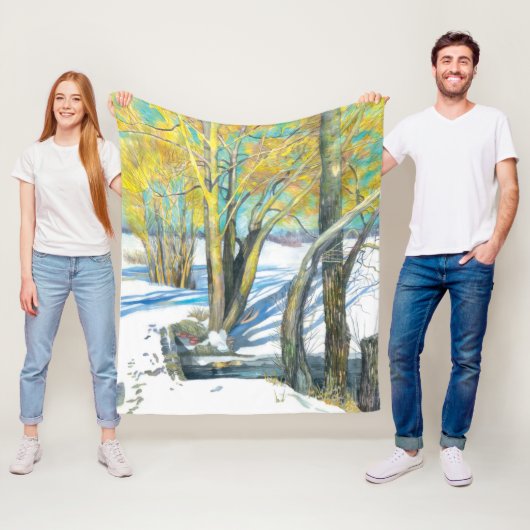 冬の橋 フリースブランケット (インサイチュ)