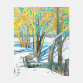 冬の橋 フリースブランケット (正面)