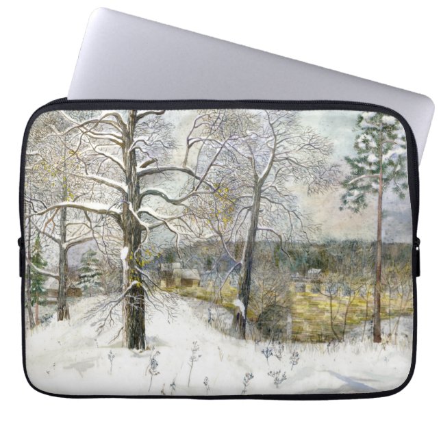冬の橋 ラップトップスリーブ (正面)