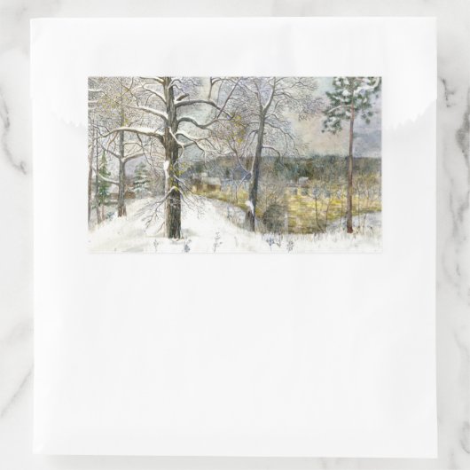 冬の橋 長方形シール (バッグ)