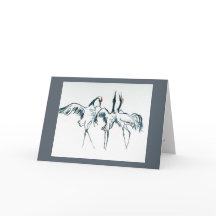 冬の歌満州クレーン。  休日カード