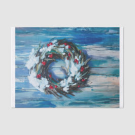 冬の歓迎、冬のリースと鳥 薄葉紙