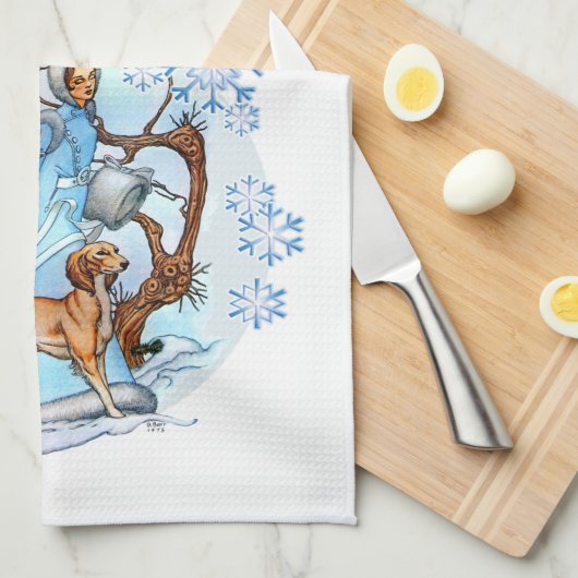 冬の歩行 キッチンタオル (四つ折り)