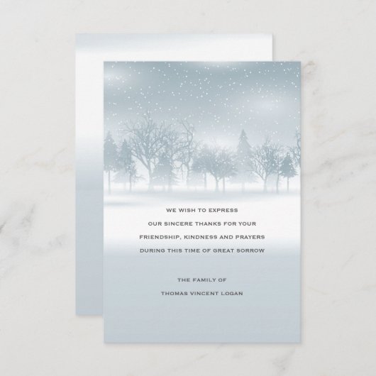 冬の死別のサンキューカード サンキューカード (正面/裏面)
