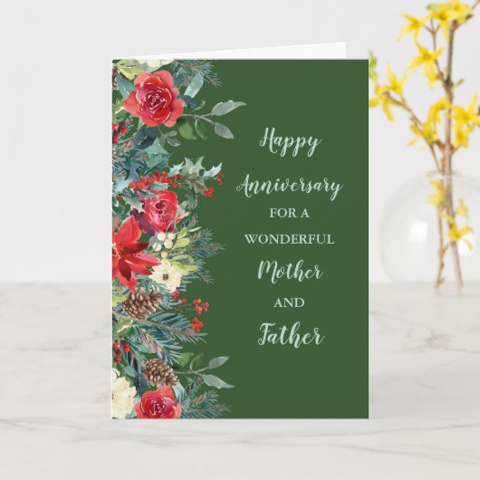 冬の母と父 カード (黄色い花)