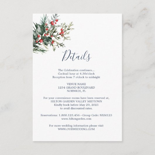 冬の水の結婚色 エンクロージャーカード (正面)