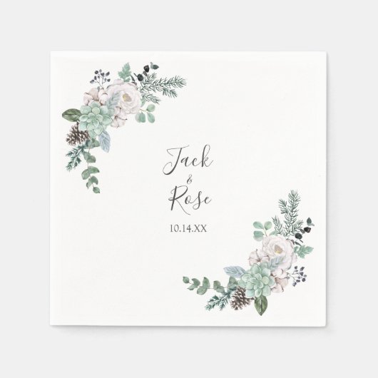 冬の水の結婚色 スタンダードカクテルナプキン (正面)