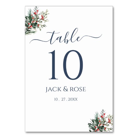 冬の水の結婚色 テーブルナンバー (正面)