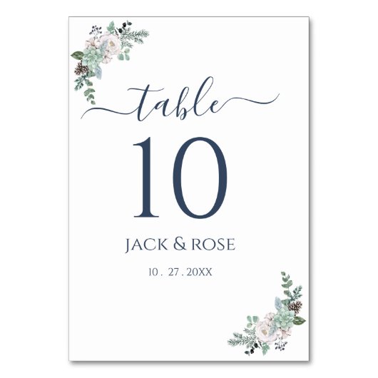 冬の水の結婚色 テーブルナンバー (正面)