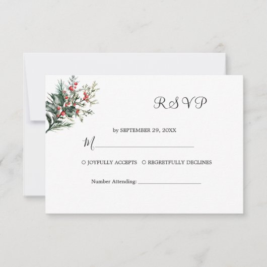 冬の水の結婚色 出欠カード (正面)