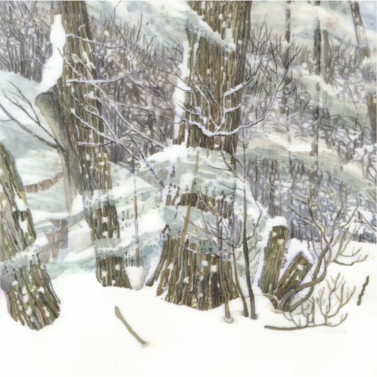 冬の水の絵画色 シール (正面)