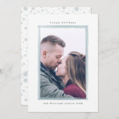 冬の水の色のストローククリスマスフォトカード シーズンカード (正面/裏面)