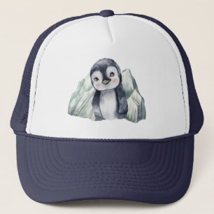 冬の水の色のトラック帽のペンギン キャップ