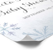 冬の水の色のベビーシャワー歓迎サイン ポスター (角)