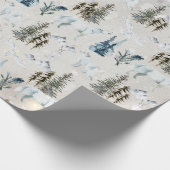 冬の水の色の北極ハレオオカミキツネスノーウィークフクロウ2 ラッピングペーパー (角)