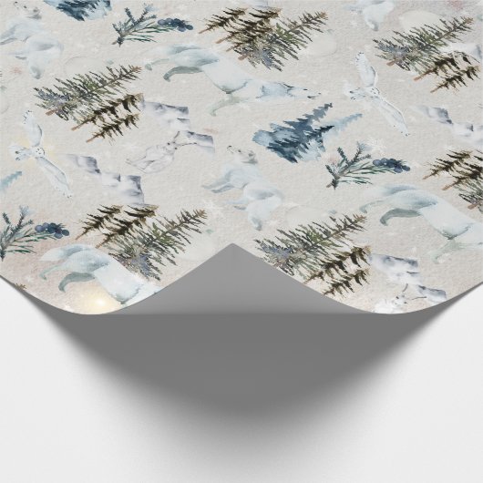 冬の水の色の北極ハレオオカミキツネスノーウィークフクロウ2 ラッピングペーパー (角)