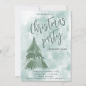 冬の水の色の木のクリスマスのパーティー 企業の 招待状 (正面)