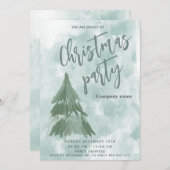 冬の水の色の木のクリスマスのパーティー 企業の 招待状 (正面/裏面)