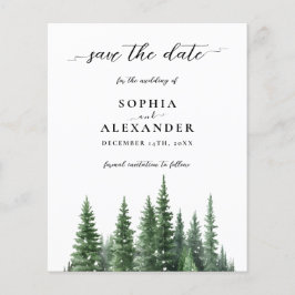 冬の水の色の松の森林日付カードを保存