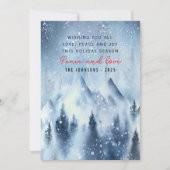 冬の水の色の森の白いクリスマス シーズンカード (正面)
