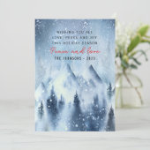 冬の水の色の森の白いクリスマス シーズンカード (スタンド正面)