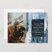 冬の水の色の森&ネイビーブルー&ホワイトアノウ 案内ポストカード (正面/裏面)