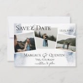 冬の水の色の洗い写真の日付を保存 案内状 (正面)