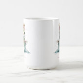 冬の水の色の雪だるまパーソナライズされたクリスマス コーヒーマグカップ (中央)