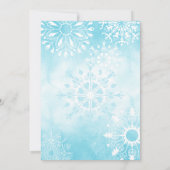 冬の水の色の雪のクリスマスパーティー 招待状 (裏面)