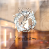冬の水の色の鹿のリースクリスマス ウィンドウサイン