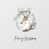 冬の水の色の鹿のリースクリスマス ウィンドウサイン