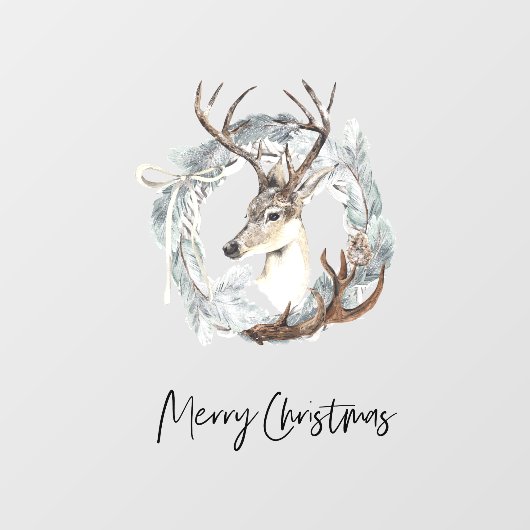 冬の水の色の鹿のリースクリスマス ウィンドウサイン (シート)