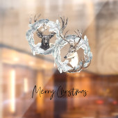 冬の水の色の鹿のリースクリスマス ウィンドウサイン (シート2)