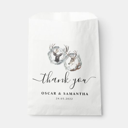 冬の水の色の鹿のリース銀 フェイバーバッグ (正面)