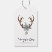 冬の水の色の鹿リースクリスマスギフトタグ ギフトタグ (正面)