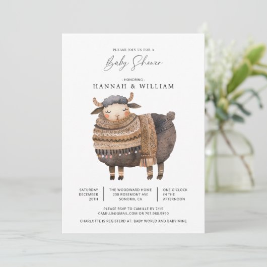 冬の水の色ベビーシャワー 招待状 (スタンド正面)