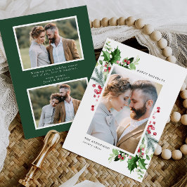 冬の水の色ホリーベリーと緑3の写真 シーズンカード