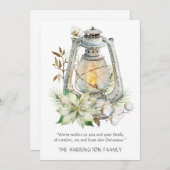 冬の水の色ランタン雪クリスマスカード (正面/裏面)