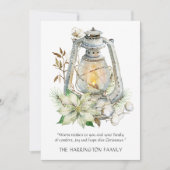 冬の水の色ランタン雪クリスマスカード (正面)