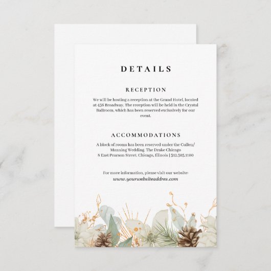 冬の水の色結婚の情報 エンクロージャーカード (正面/裏面)