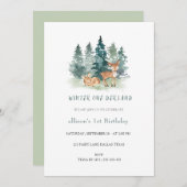冬の水の色Onederland 1st誕生日 招待状 (正面/裏面)