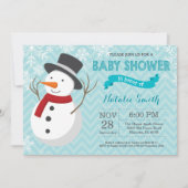 冬の水の雪だるまのベビーシャワーの招待状 招待状 (正面)