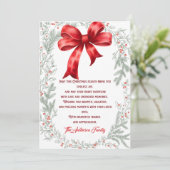 冬の水エレガント色の赤い弓クリスマス シーズンカード (スタンド正面)