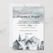 冬の水カラー結婚式招待状カードベクトル 招待状 (正面)