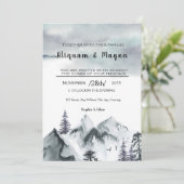 冬の水カラー結婚式招待状カードベクトル 招待状 (スタンド正面)
