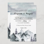 冬の水カラー結婚式招待状カードベクトル 招待状 (正面/裏面)
