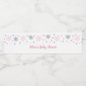 冬の水ボトルラベルピンクの銀の雪 ペットボトルラベル (シングルラベル)